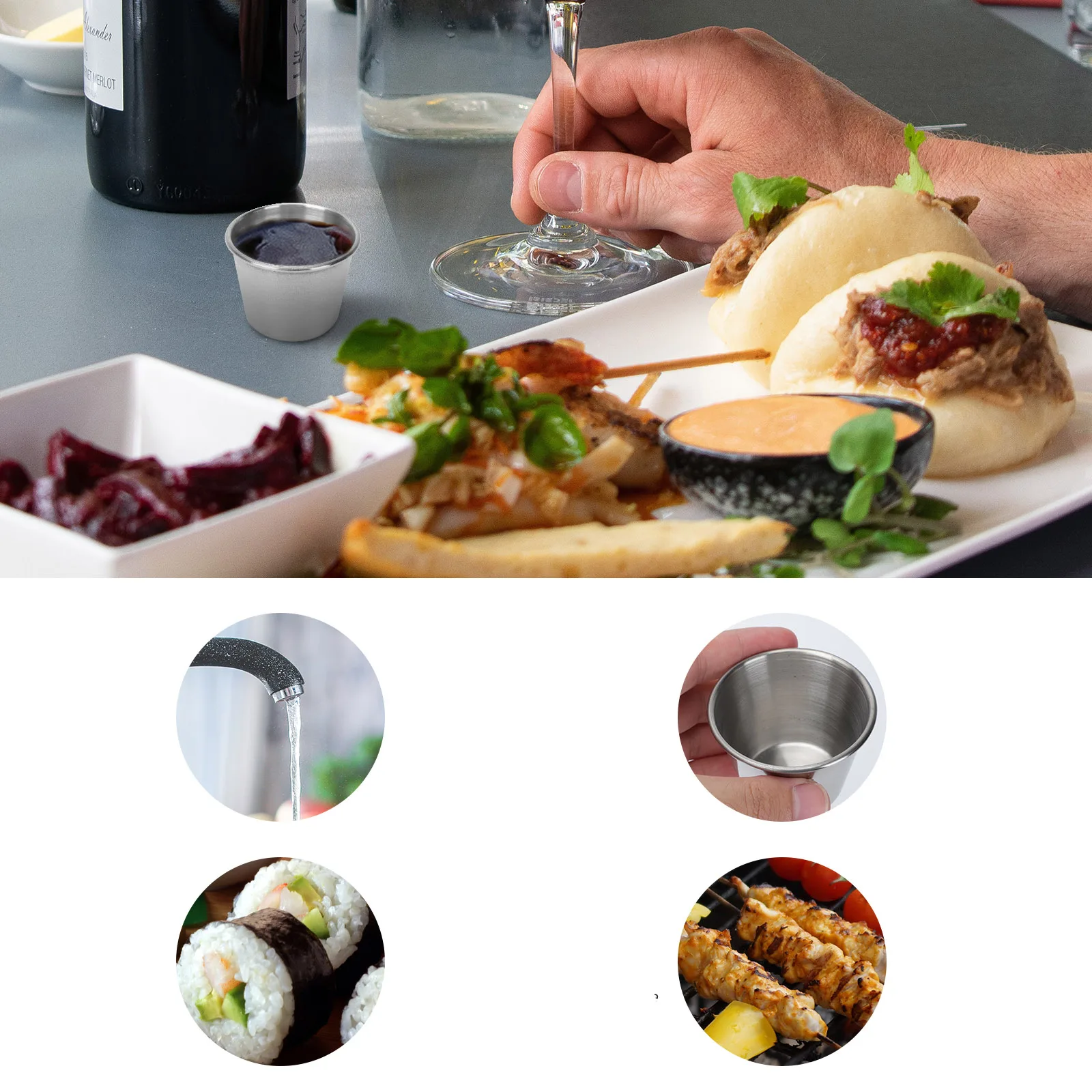 

10 Pcs Stainless Steel Sauce Dishes Mini Cups Deep Bowl Easy Clean Non Scratch Food Trays Small Dipping Sauces