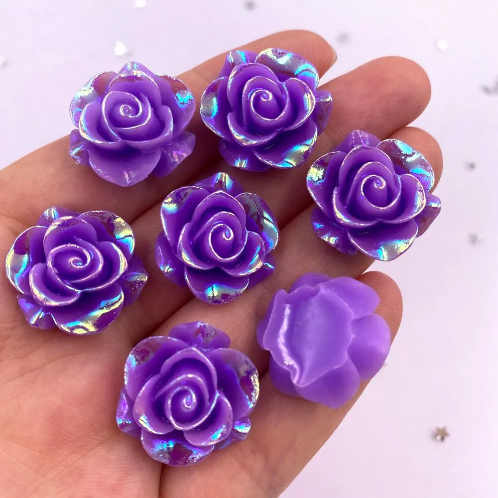 20mm AB Resin Rose Flatback Flower Rhinestone Gems 20Pcs Scrapbook Wedding Ornaments Applique Crafts DIY SL691