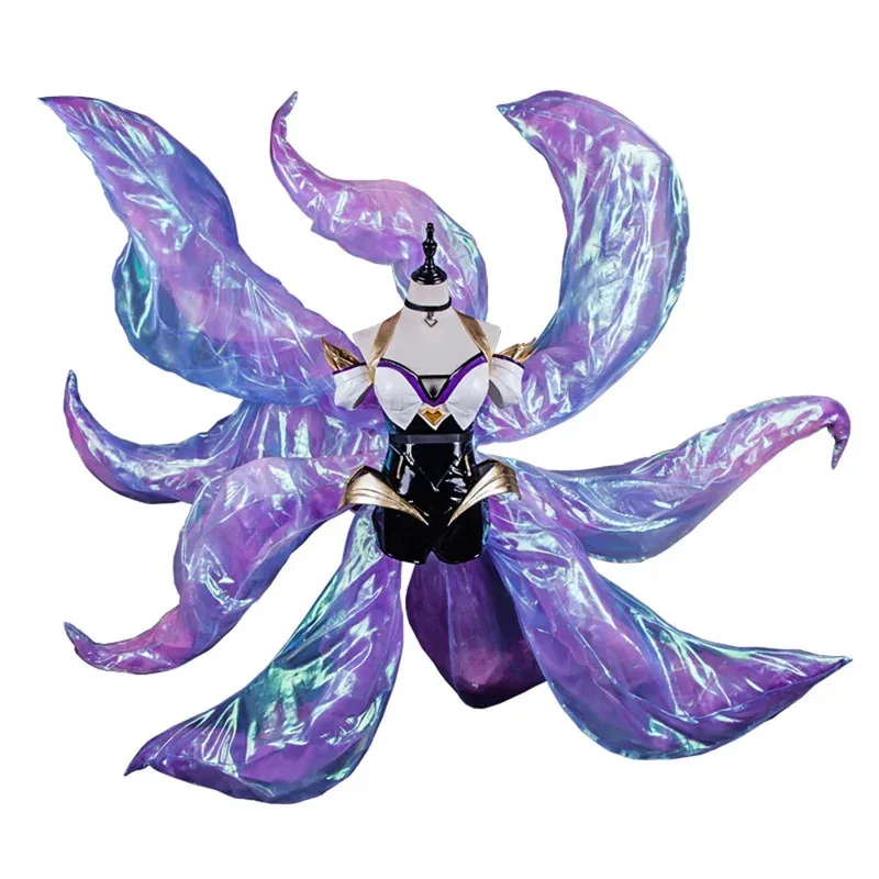 ❤ ❤ 2025 LOL disfraz uniformes conjuntos orejas de cola Kda Ahri Sexy Cosplay monos de cuero ropa nueva ★ ☆