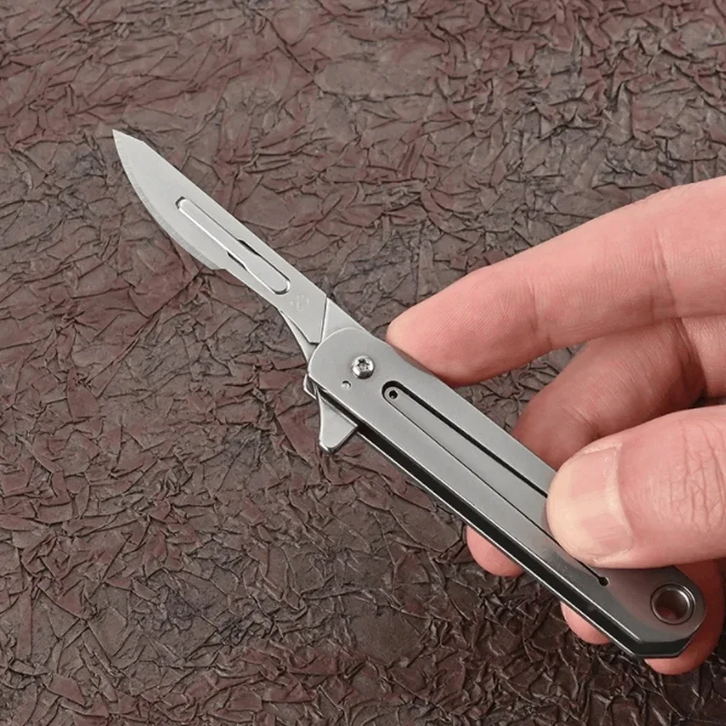 Cuchillo mini llavero plegable acero inoxidable apertura rápida - imagen 4