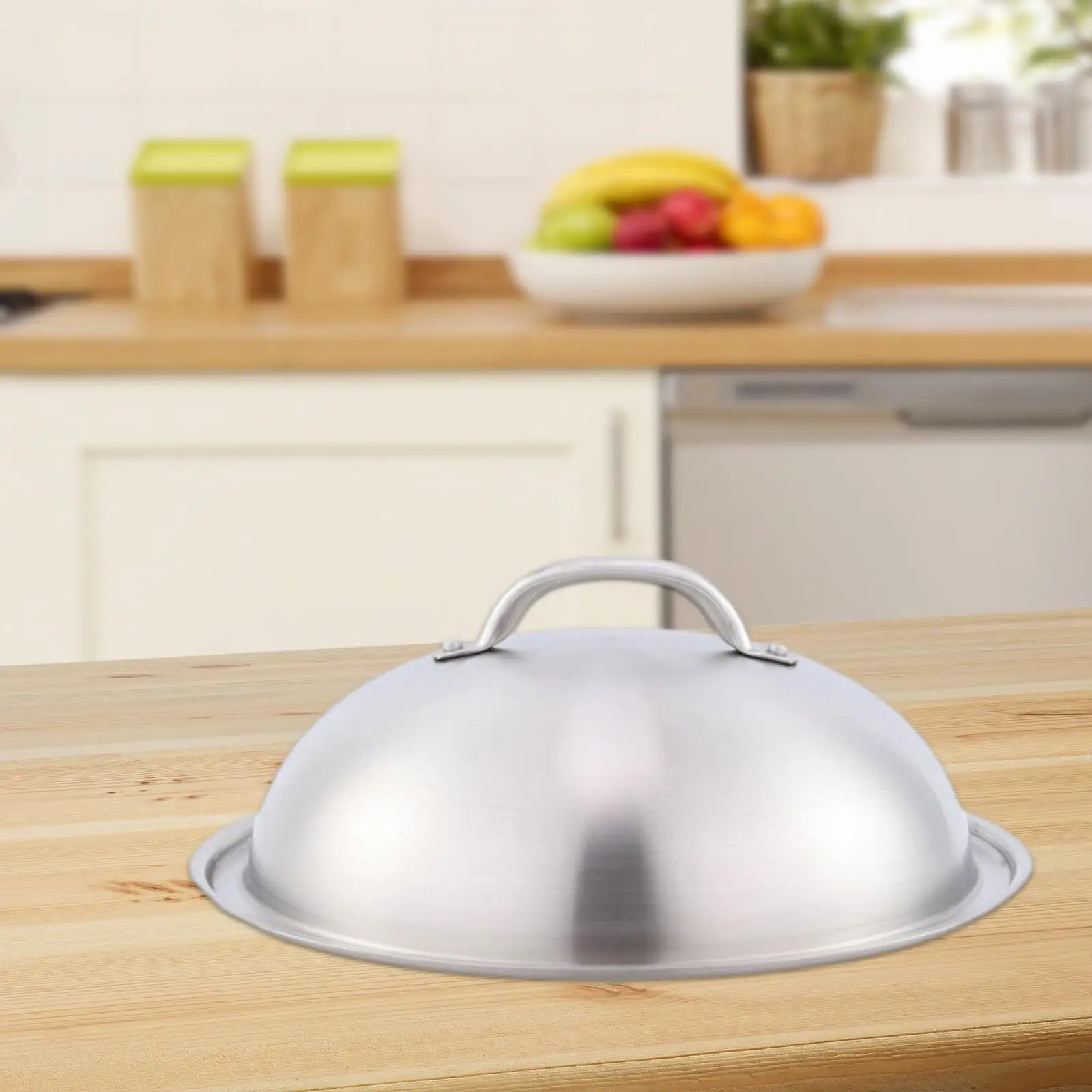 Round Basting Cover Grill Domes Cover with Handle Stainless Steel Universal Steaming Cover for Flat Top BBQ Burgers Kitchen
