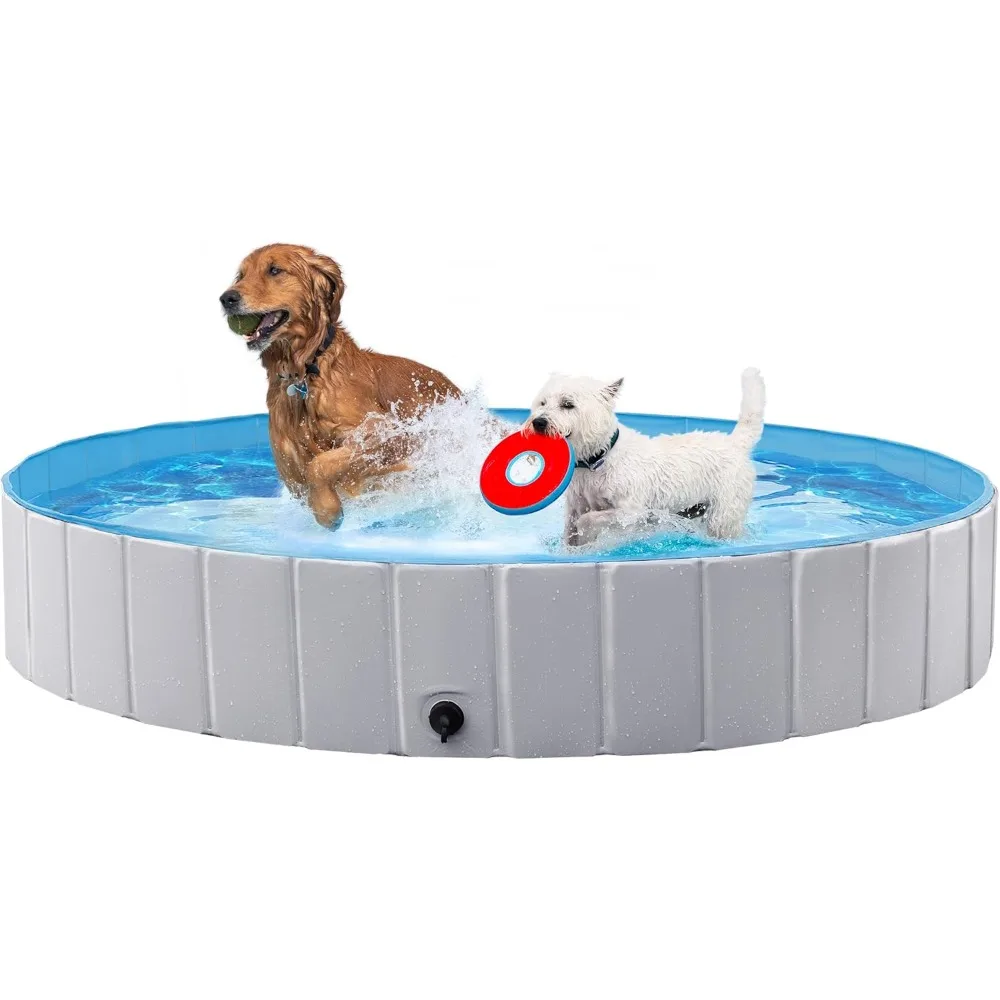 

Foldable Dog Pools 71 x 12 Inches Collapsible Hard Plastic Pets Swimming Pool Portable Puppy Bath Tub Cat Shower Pet Wading