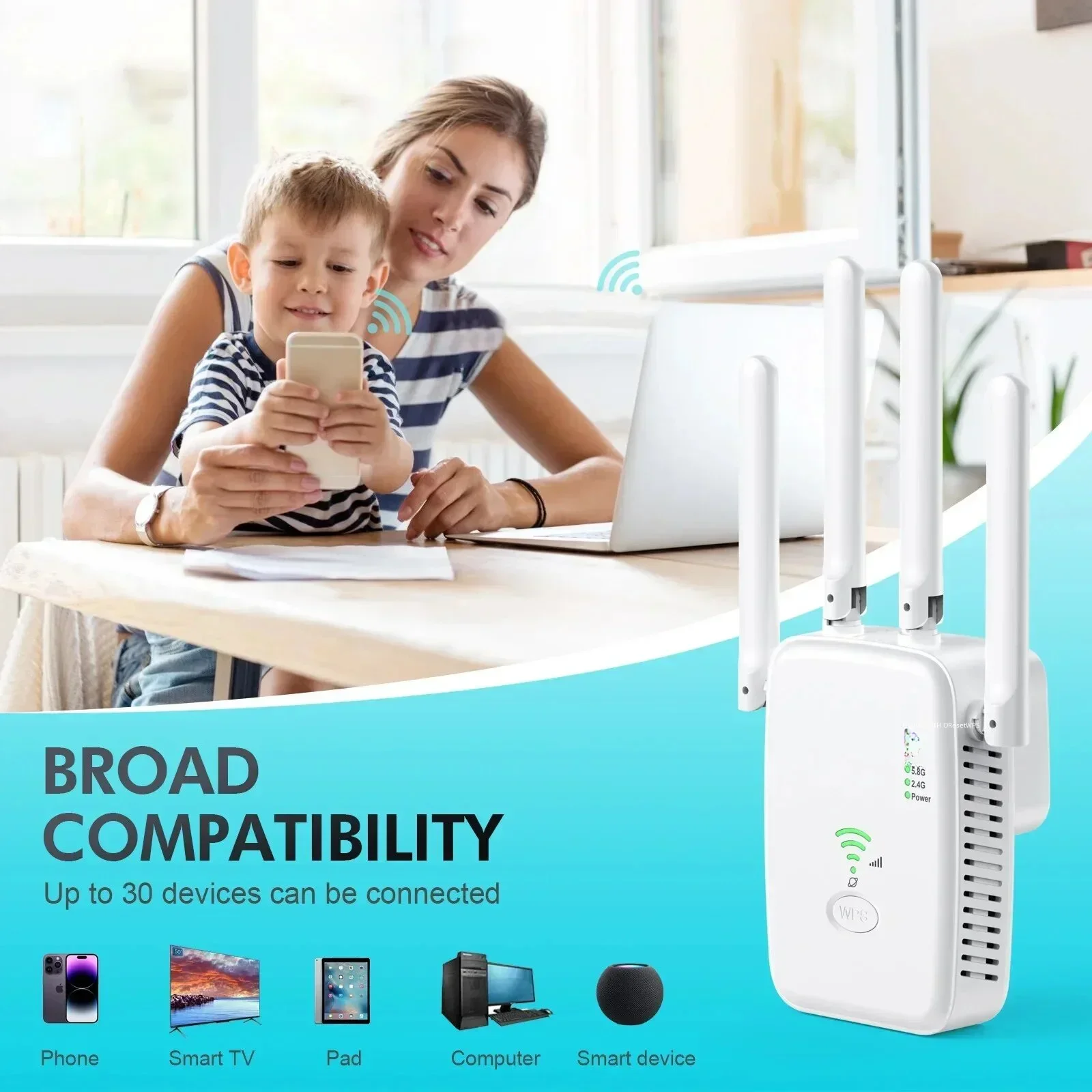 1200Mbps Wireless Router WiFi Repeater 2.4G 5G WiFi Signal Amplifier Extender Router WIFI Booster for Home Office