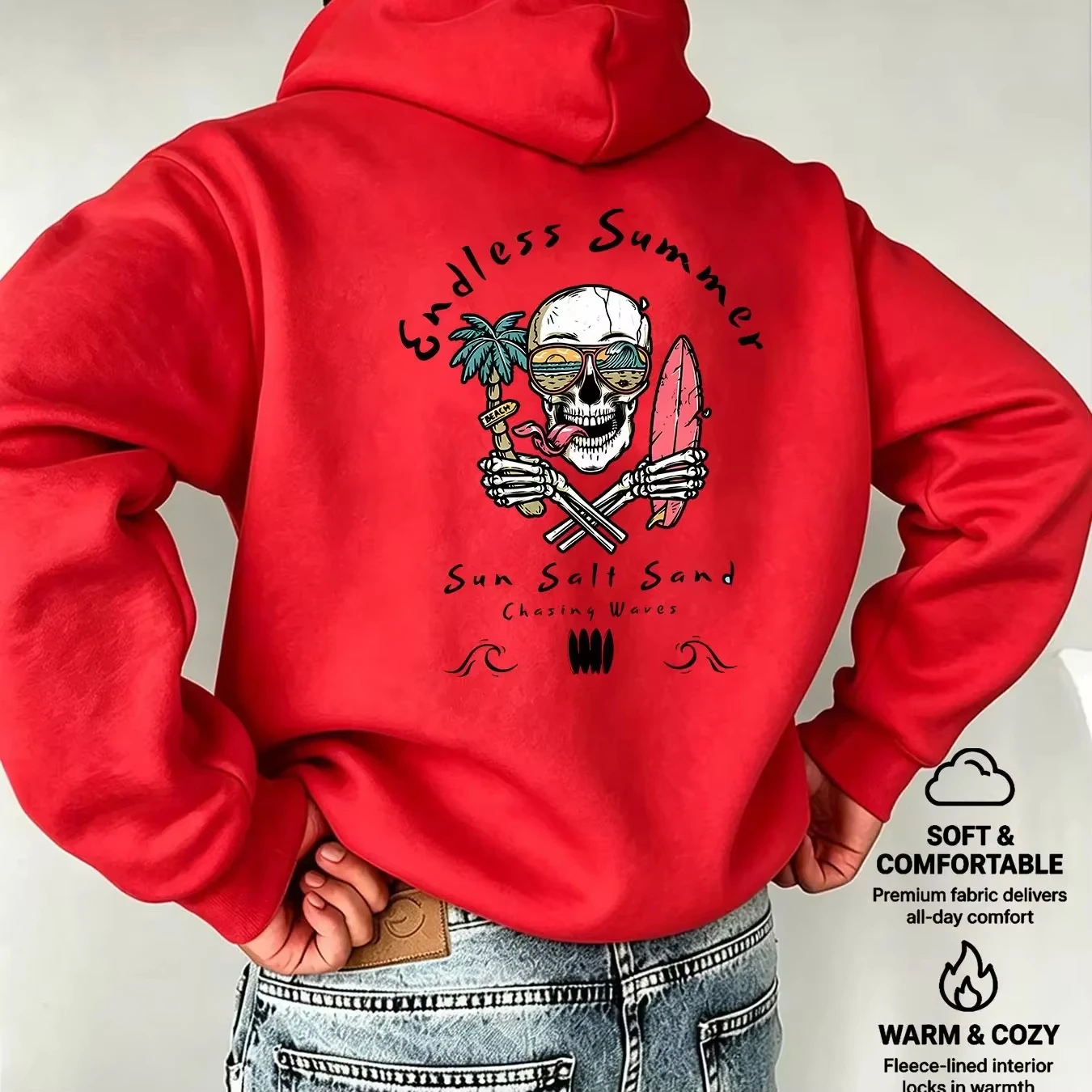 Autumn and winter endless summer 100% pure cotton hooded sweatshirt, loose fitting men's and women's daily casual sportswear