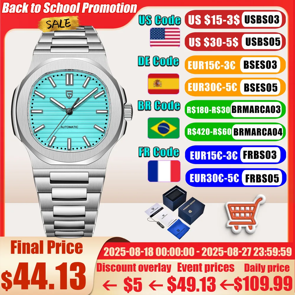 PAGANI DESIGN 2025 Nuovi orologi da uomo Luxury Seagull ST6 Orologi meccanici da uomo automatici Zaffiro Acciaio inossidabile impermeabile