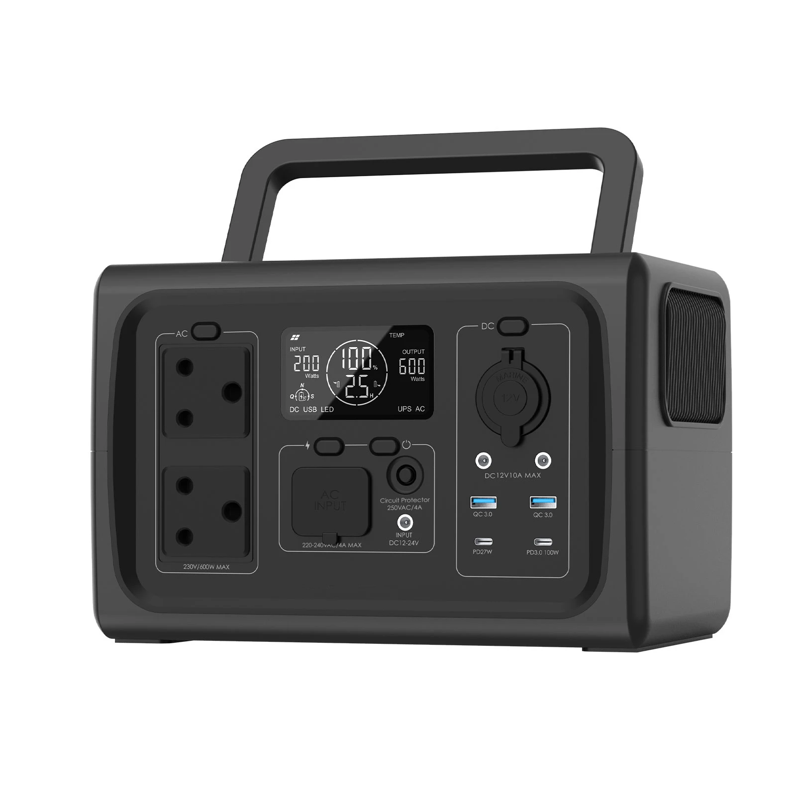 

Портативная электростанция для кемпинга Bridna, Южная Африка, Lifepo4, 600 Вт, литиевая батарея, ИБП