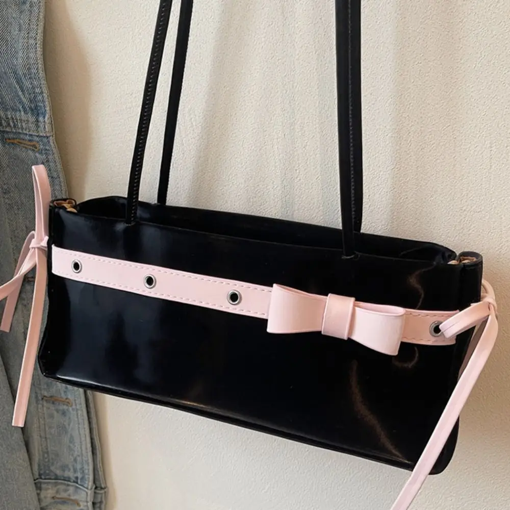 حقيبة يد كاجوال على شكل عصا فرنسية حلوة بشريط على شكل فيونكة ذات سعة كبيرة حقيبة كتف على الطراز الكوري حقيبة إبط فرنسية يوميًا #5