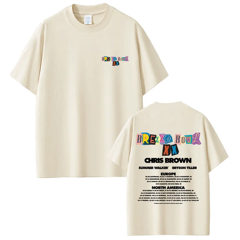 

Rapper Chris Brown Breezy Bowl XX Tour 2025 T-shirts Men Women Hip Hop Fashion Pop Music T Shirts High Quality Cotton T-shirt