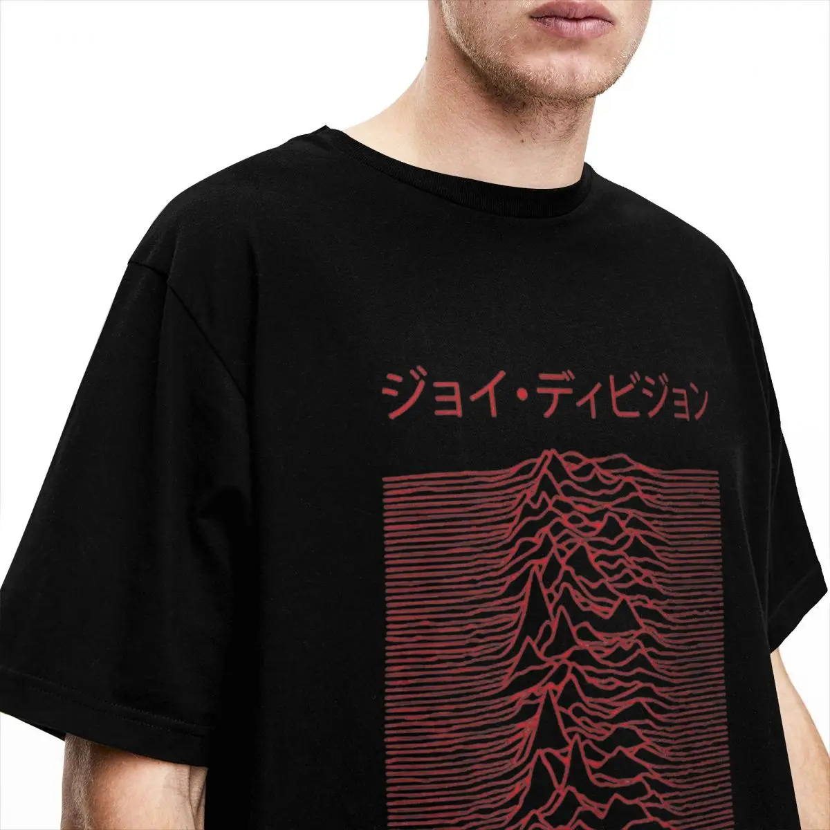 Joy Division Red Japanese Accessories T Shirt for Men Women Unknown Pleasures Funny Cotton Tee Shirts Fan Gifts Cloth