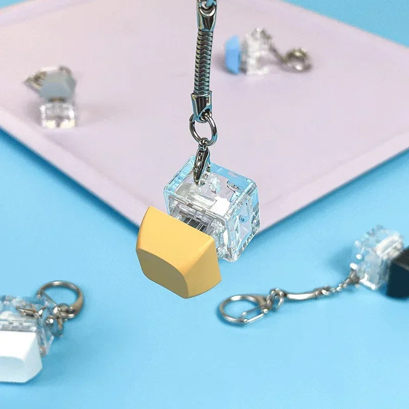 Click Button Fingertip Button Keychain ABS Trinket Mechanical Switch Keychain Without LED Light Funny Keyboard Key Cap Pendant