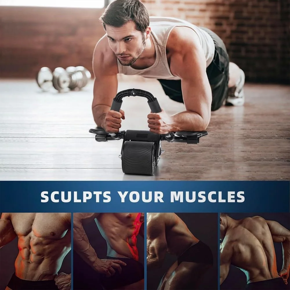 عجلة Ab Roller مع دعم الكوع، عجلة البطن ذات الارتداد التلقائي المطورة لدعم الكوع، 2 في 1 لوح وتمارين البطن #2