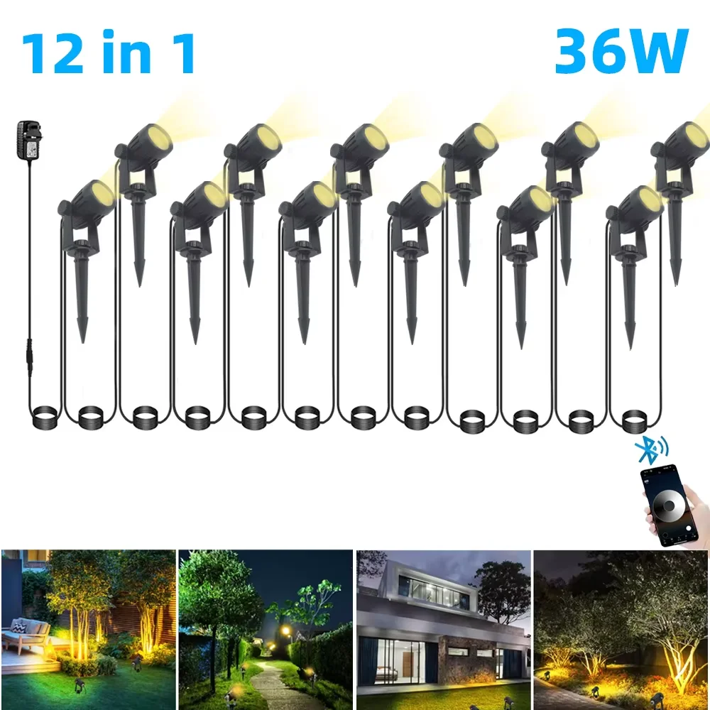 Outdoor Smart Landscape Spotlight APP en afstandsbediening 16 miljoen kleuren IP65 waterdicht voor pad binnenplaats tuinen achtertuin