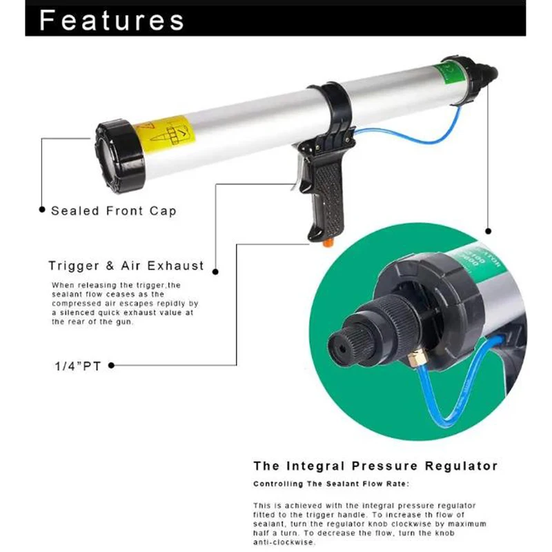 600ml 20.3oz sausage pack sealant air caulking gun