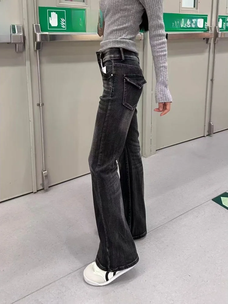 Jeans in denim retrò americano Waed da donna primavera autunno gamba larga pantaloni lunghi fino al pavimento pantaloni lunghi a vita alta coreano Sle