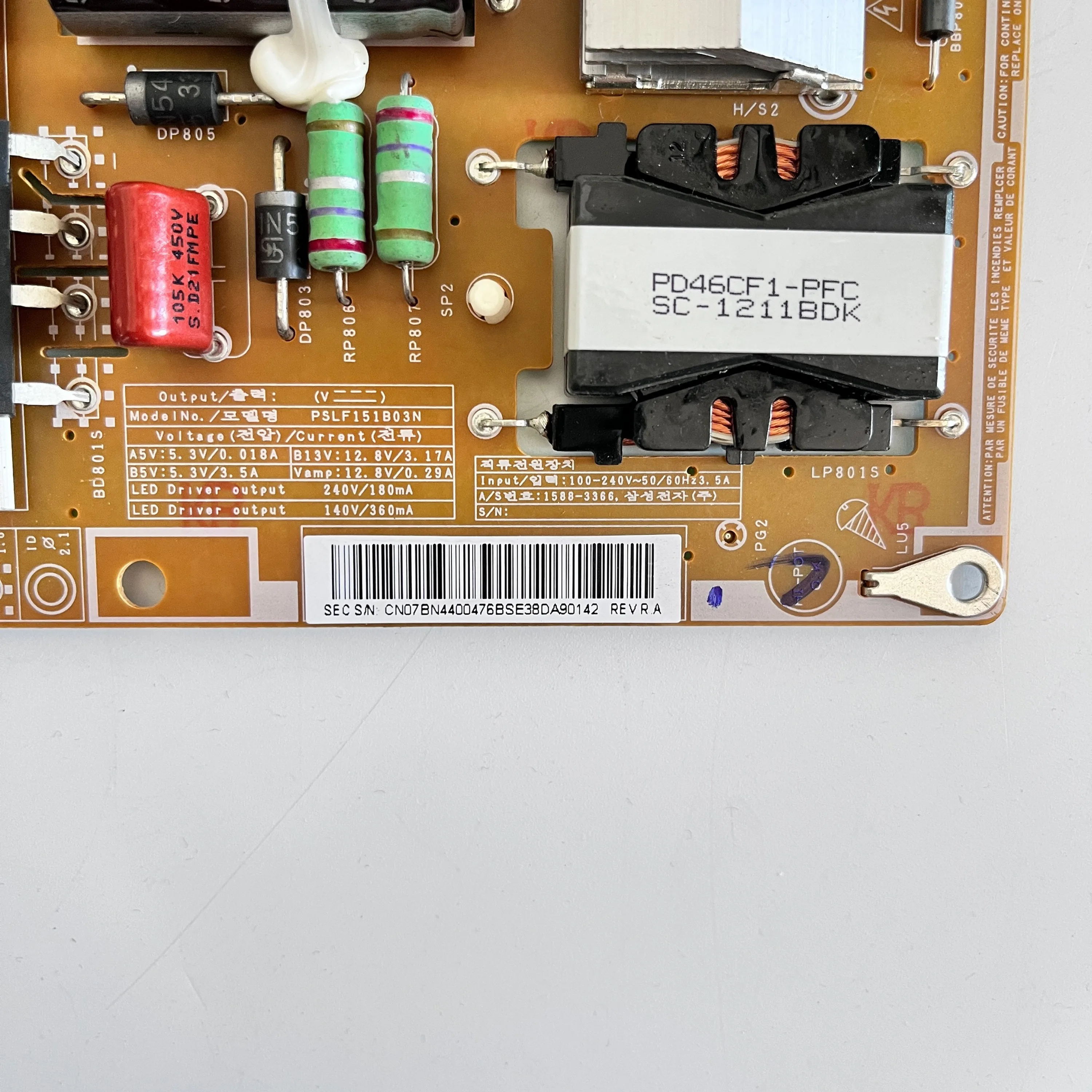 Original TV Power Board, BN44-00476B, PD4046N6, LFD, adequado para modelos de TV LCD, LH40DEAPLBC, ZA, LH40DEAPLBC, XF