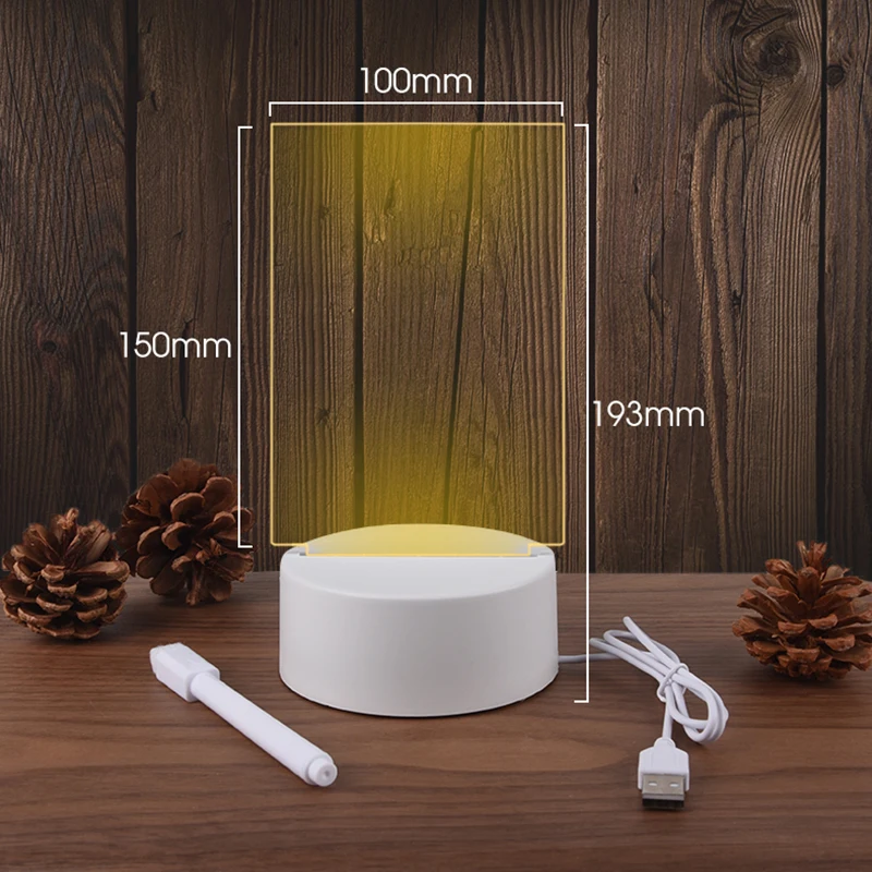 Night Light Usb 5V Warm White Atmosphere Led Lighting Lamp Note Board With Pen Creative Led Light Lamps Message Board