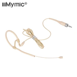 iiiMymic Single Earhook Headset Microphone 3.5mm Jack TRS Lockable Beige  Headworn Mic for Sennheiser Wireless BodyPack System