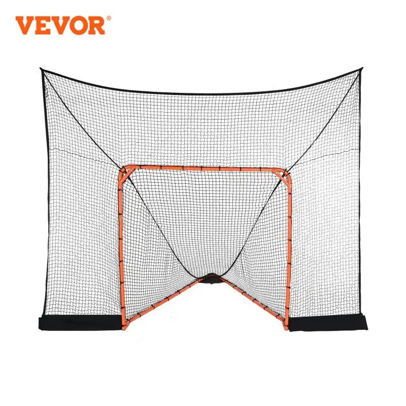 VEVOR 12' x 9' Hockey and Lacrosse Goal Backstop with Extended Coverage Lacrosse Net   Backyard Lacrosse Equipment for Training