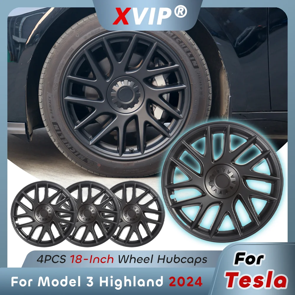 XVIP per Tesla Model 3 Highland 2024 Wheel Center Hubcap New Thunder Style 18 \'\'sostituzione nero opaco lucido bianco accessori