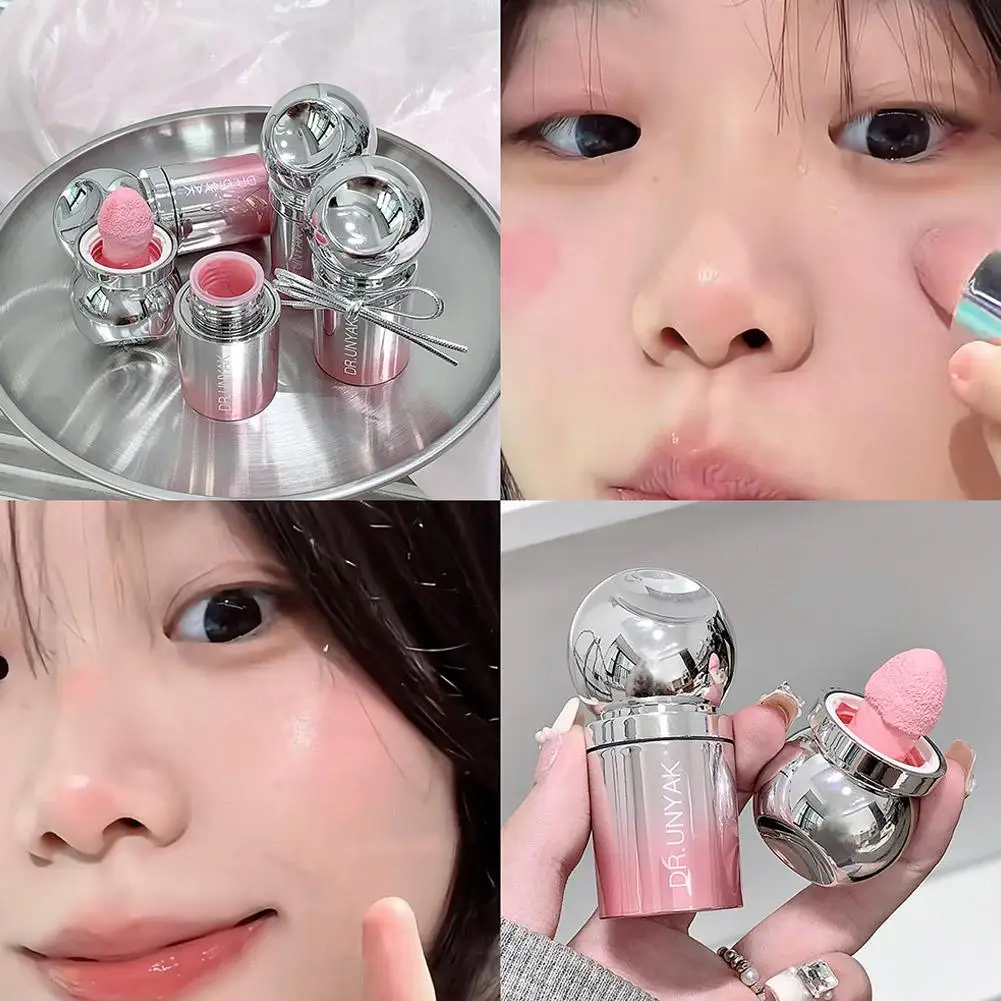Vloeibare Blush Stick met sponstip, waterdichte, langdurige Blush Cream Verhelderend effect Lippen en wangen Make-up Huidvriendelijk