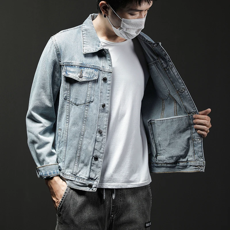 الرجال العصرية البضائع نمط الدنيم سترة 2025 الخريف الشتاء نمط جديد عصري وسيم معطف الدنيم عادية حجم كبير 5XL