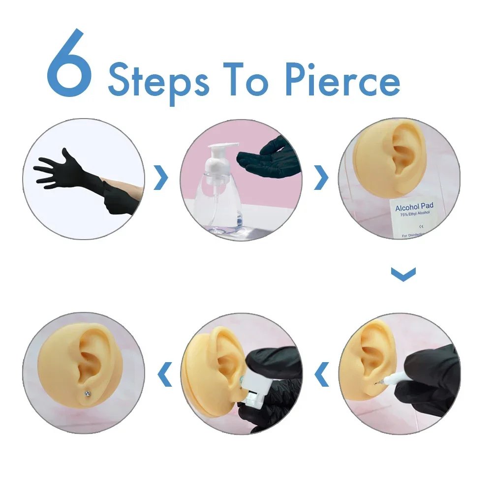 Kids Ear Piercing Kit Device with Earrings Gun Sterile Self Piercing Machine Disposable Home Piercer Painless Safe Women Girl