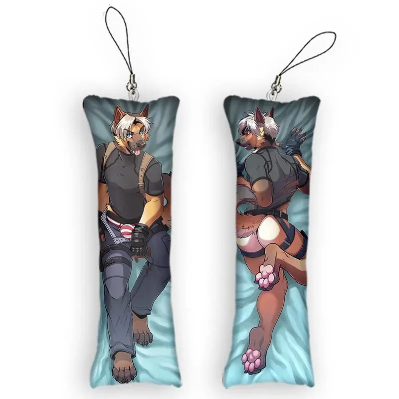 New PatternFurry Pillow Keychain Leon Mini Dakimakura Pendant Double-Sided Print Hanging Ornament Cute Funny Small Body Pillow P