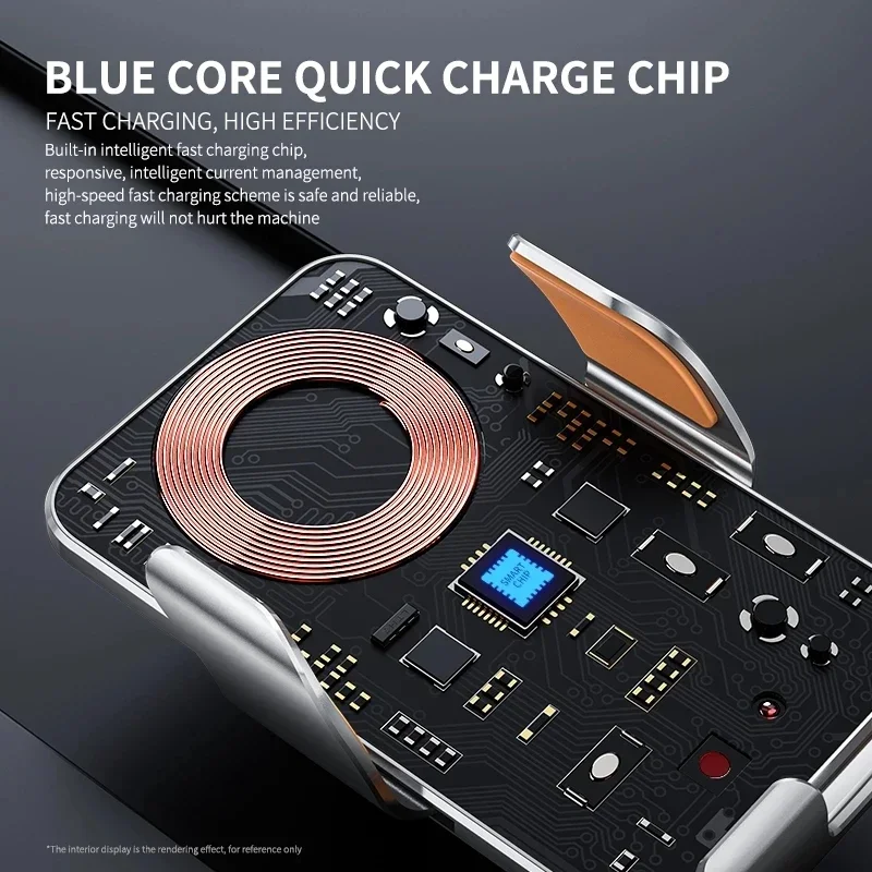 Wireless Car Charger Stand Auto Car Mount Phone Holder For iPhone 16 15 14 13 Samsung Xiaomi Infrared Induction Fast Charging image 3
