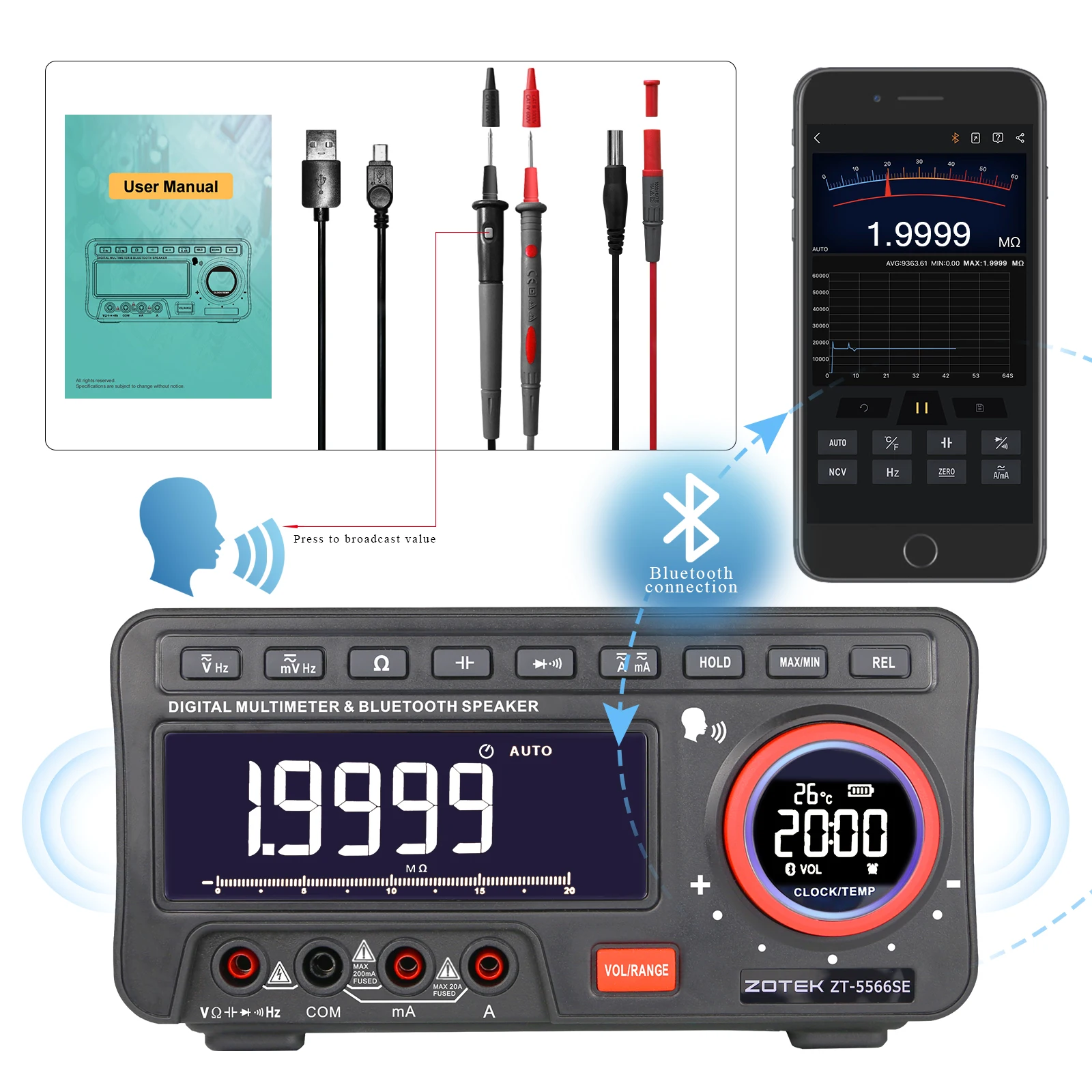 ZOYI ZT-5566SE desktop multimeter multi-function tester multimeter integrated work and life diode resistance meter