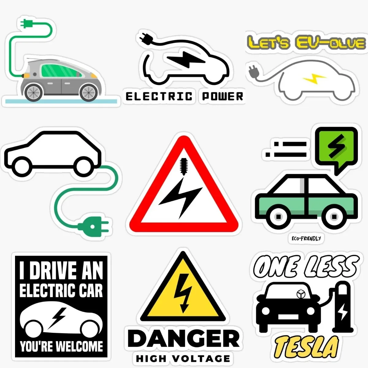 

Zero Emissions Electric Vehicle EV Plug Creative PVC Stickers Accessories for Decorate Car Table Motorcycle Off-road Van Suv