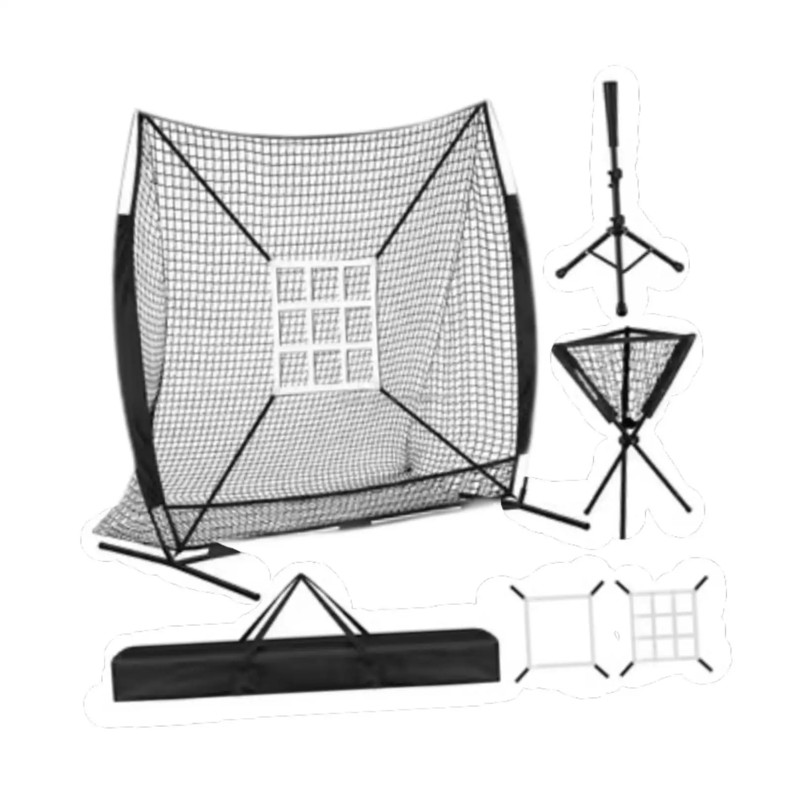 

Baseball Softball Net 7x7 ft Training Aid for Practice Pitching, Batting & Fielding with Batting Tee, Carry Bag and Strike Zone