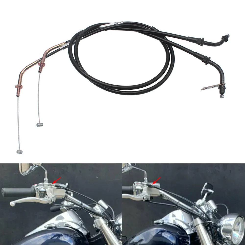 

1Pair Motorcycle Throttle Cables Brand New Steel Wire Rubber Fit For Kawasaki Vulcan 900 Vn900 Classic/Lt 2006-2018 Models Black