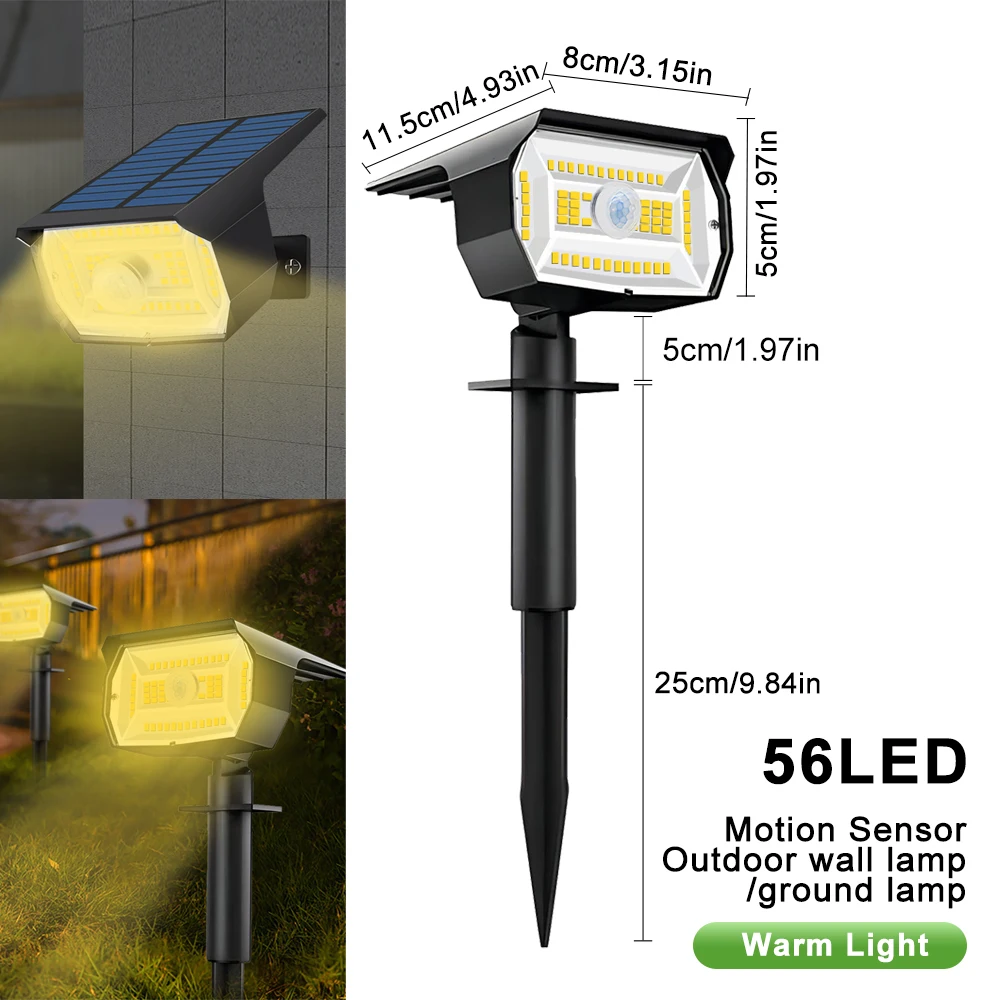 72/68 LED-zonne-landschapsverlichting buiten IP65 waterdicht zonne-licht met 3 modi zonne-tuinspot voor tuin gazon loopbrug