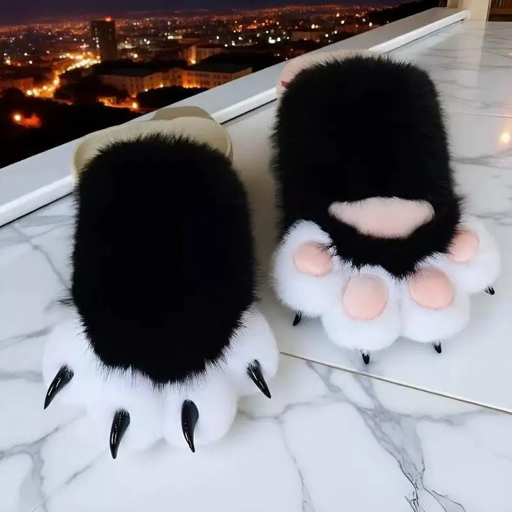 HOT Kawaii Cartoon Cosplay Costume Gloves Furry Fursuit Kigurumi Plush Cat Paw Gloves Thicken Warm Cat Claw Mittens Gifts