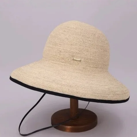 summer-new-large-brim-straw-hat-women's-hand-crocheted-laffey-grass-sunshade-hat-uv-protection-japanese-style-with