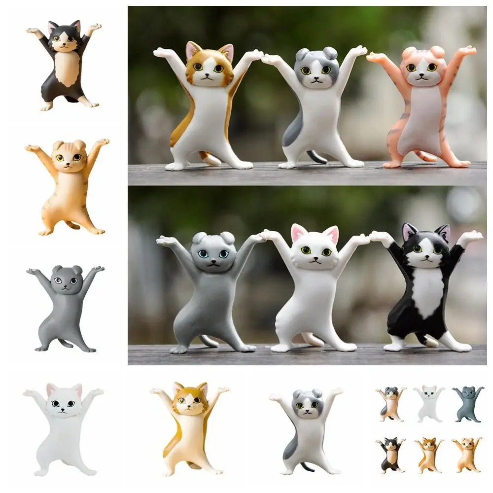 Funny Hand-made Cat Miniatures PVC Cartoon Cat Pen Holder DIY Cute Car Cat Ornaments Gift Toys