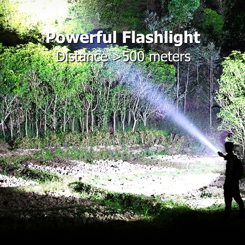 2 IN 1 Flashlight Portable Strong Light LED USB Rechargeable Power Bank Tactical Flashlight Outdoor Emergency Lighting Torch