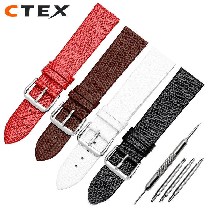 12mm 14mm 16mm  Watches band Lizard Pattern genuine leather watchband  womens watch strap thin charm bracelet red color