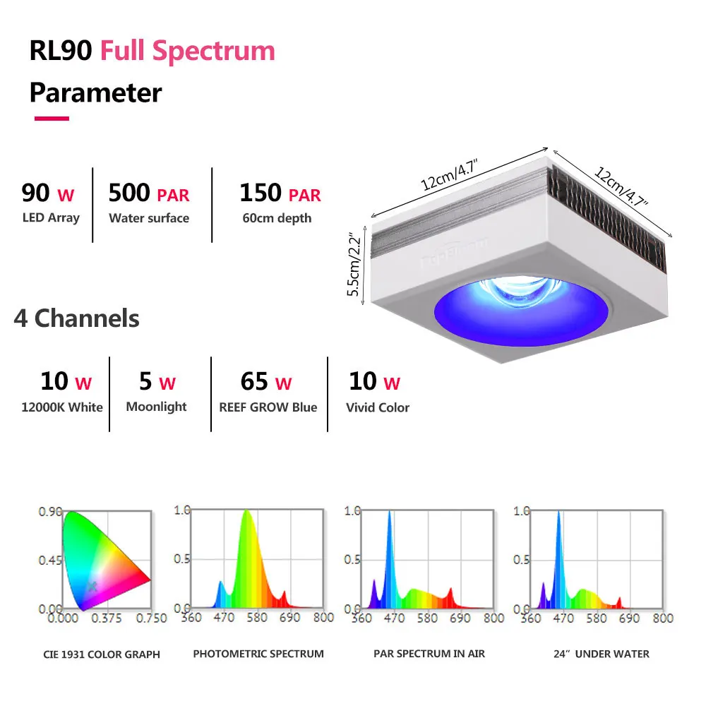 Imagem -04 - Popbloom-aquário Marinho Led Light Lâmpada de Água Salgada App Control Marine Coral Reef Aquarium Fish Tank Light