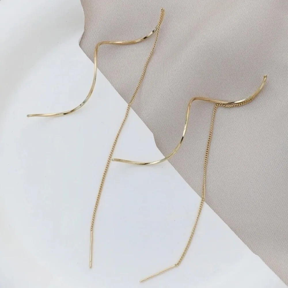 1 Pair Fashion Threader Type Long Tassel Threader Earrings Korean Style Long Chain Earrings Party Earrings Gifts