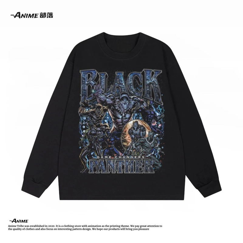 

Marvel Series Printed American Heavyweight Retro Pure Cotton Digital Long Sleeved T-shirt Loose Men's and Women's Styles