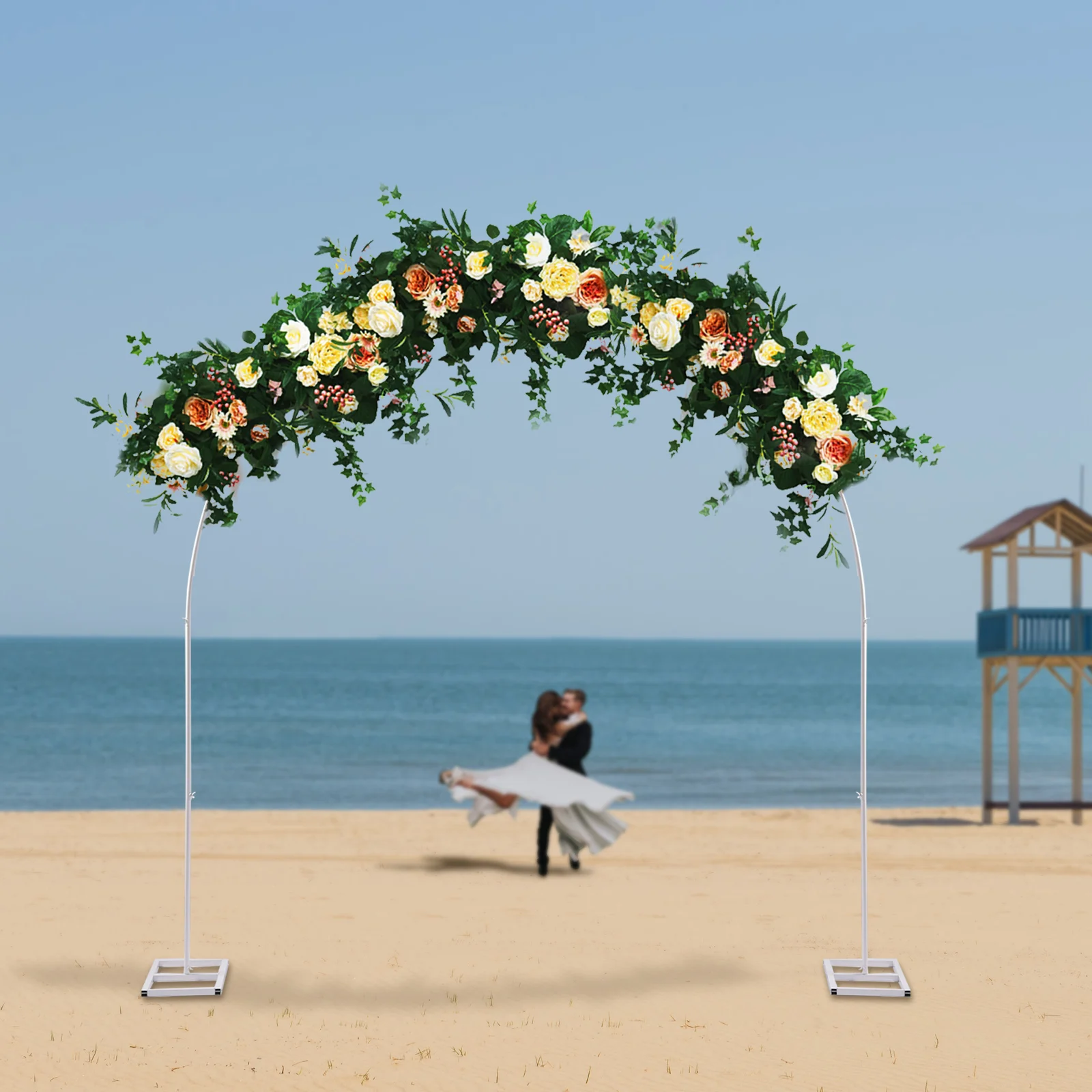 

7.5ft Metal Wedding Arch, Balloon Arch Backdrop Arch Stand for Wedding, Garden, Yard, Indoor Outdoor Party Decoration White