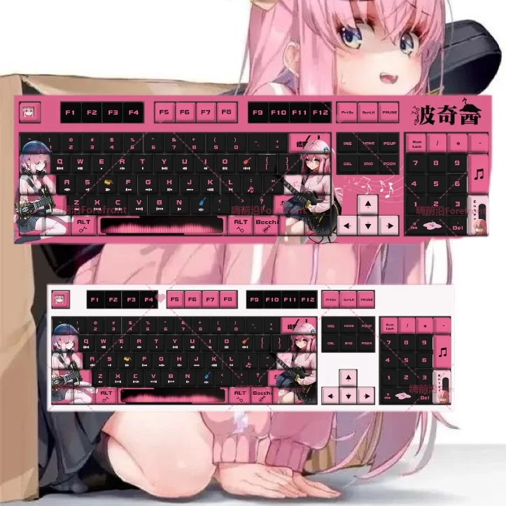 

122 Keys Hitori Gotoh Keycaps Anime PBT Dye Subbed Cartoon Gaming Key Caps BOCCHI THE ROCK Backlit Keycap for ANSI Layout