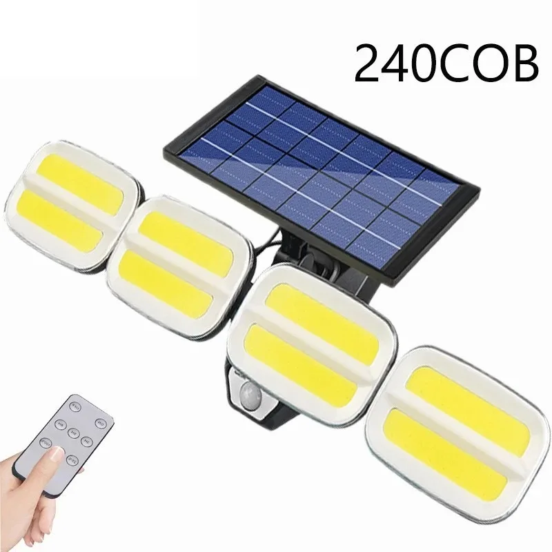 Potente 240 COB Solar Lights Outdoor Waterproof Carport lampada da parete da giardino LED Motion Sensor faretto solare 3 modalità regolabili