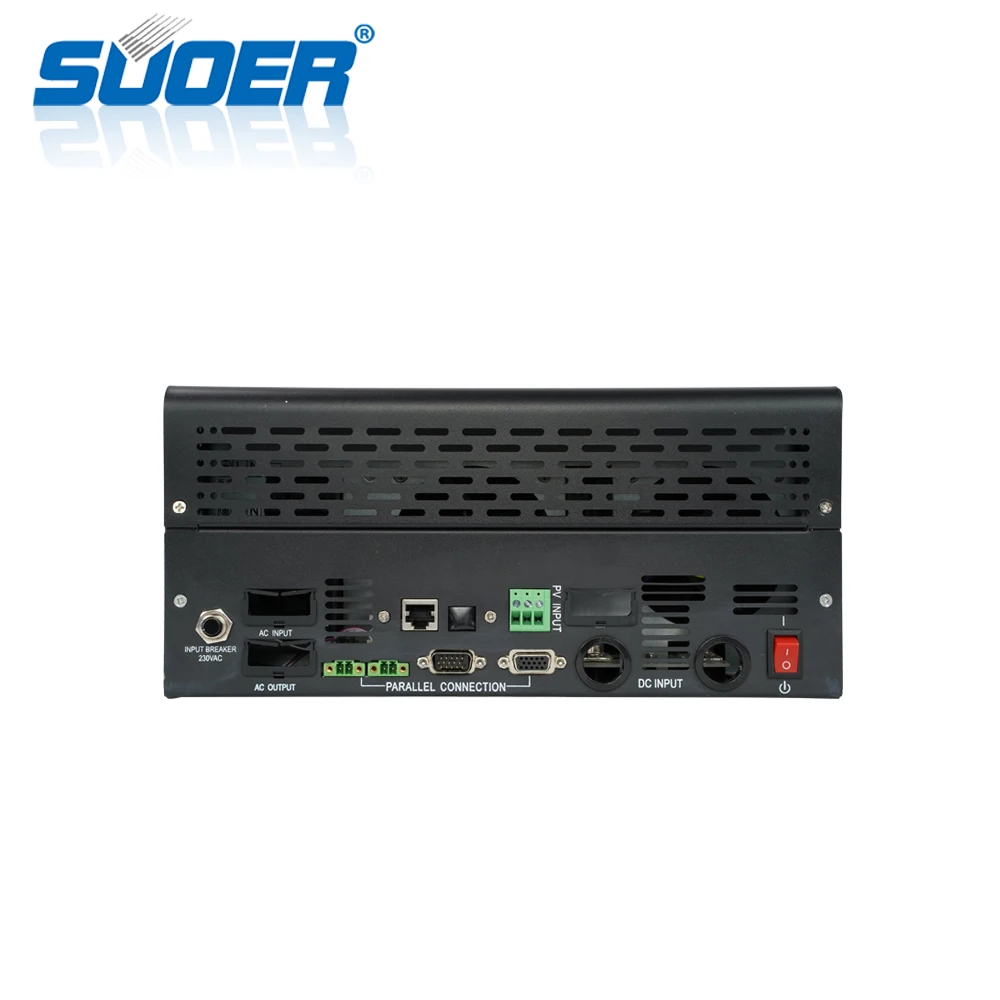 Inverter Hybrid Tenaga Surya 48V 230V 5000W dengan Layar LCD, Inverter 5KW dengan Pengontrol Pengisian Daya MPPT Terintegrasi