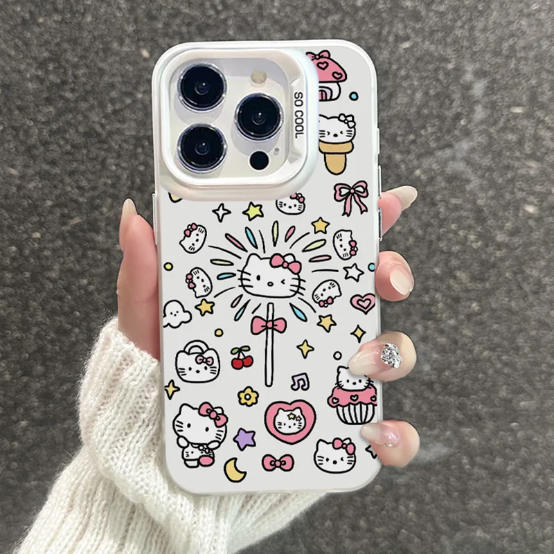 Bow Cat Cartoon Hello Kitty Case For Honor X9A X8 X9B X9 70 90 Lite 50 200 Magic 5 6 4 Lite Colorful Silver PC Phone Case Cover