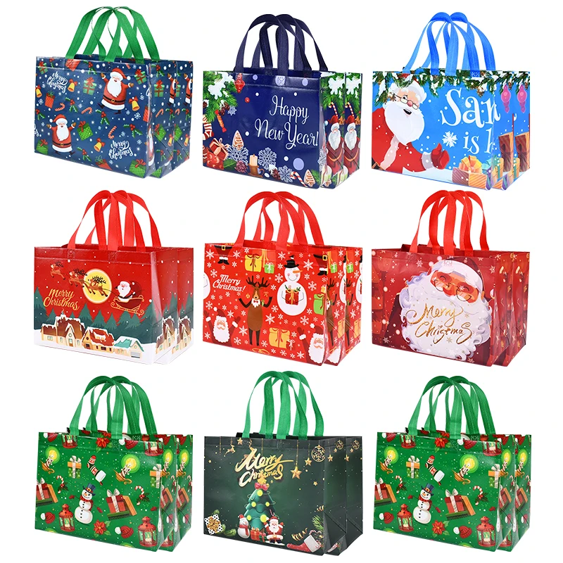 1/2Pcs Large Christmas Gift Bags Reusable Non-Woven Shopping Bags Santa Claus Snack Packaging Bag Xmas Noel Navidad Kids Gift