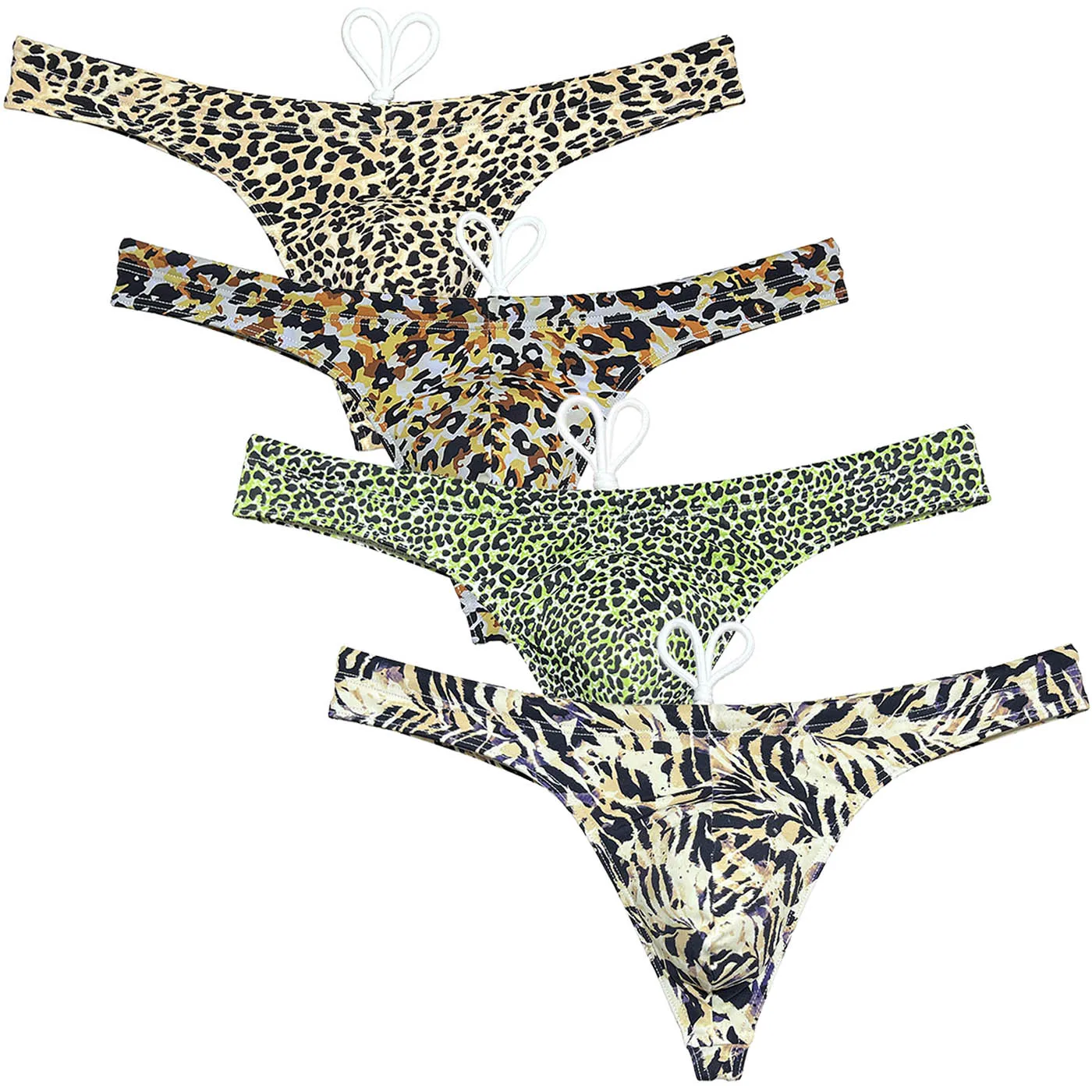 

1/2PCS Men's Leopard Swim Briefs Drawstring Swimwear Lining Male Surfing Thong Breathable Bulge Pouch Underwear Bathing Suit