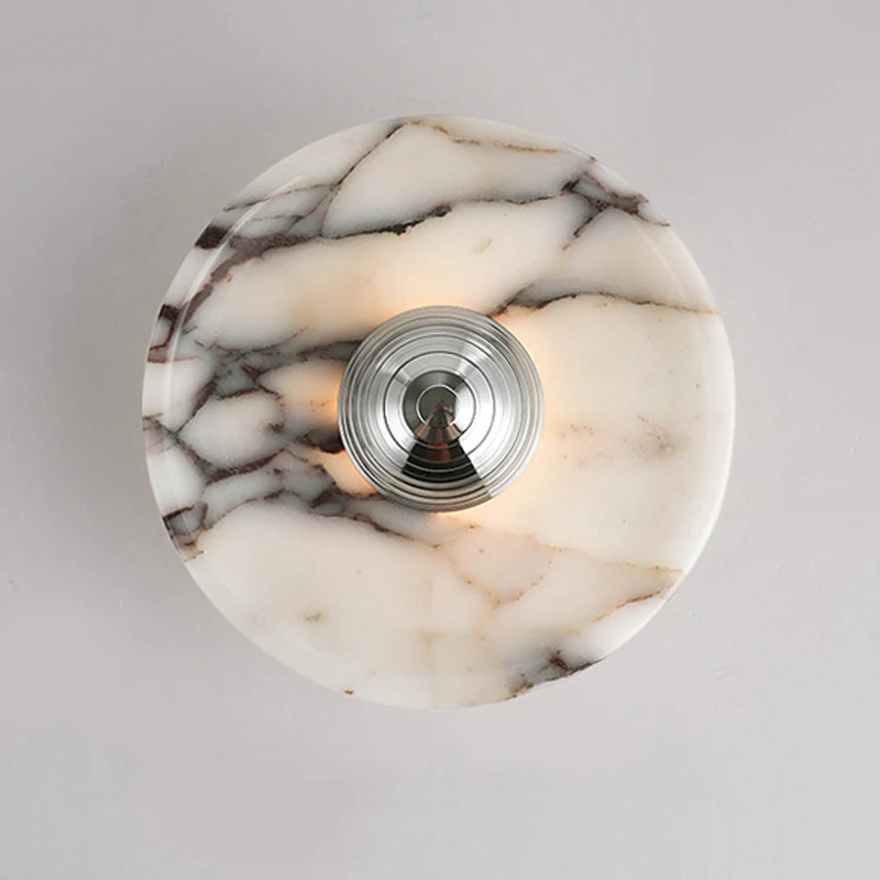 

Vintage Luxury Calacatta Marble Wall Sconce with Nordic-Italian Retro Style for Entryway Corridor Living Room Bedroom Wall Light