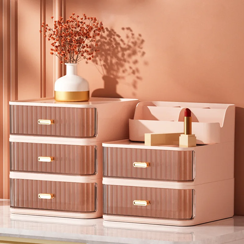 Luxury Desktop Cosmetics Lipstick Perfume Storage Box Dresser Dust Skin Care Rack Drawer Type Transparent Organizing Box